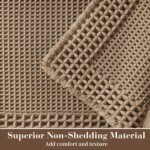 RESARE Waffle Bathroom Runner Rugs, Super Absorbent Bath Mat Non Slip Washable Quick Dry, Upgraded Ultra Soft Boho Bath Rugs with Tassels for Hallway Bedroom Laundry Room, 2'x6'(24"x72"), Brown - Image 2