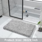 Yimobra Bathroom Rugs Non Slip Washable 36x24, Ultra Soft and Water Absorbent Bath Mats, Plush Fluffy Shower Mat Outside, Luxury Microfiber Thick Matts for Bathroom Floor/Tub, Light Gray and White - Image 6