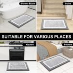 OLANLY Bathroom Rugs 24x16, Extra Soft and Absorbent Microfiber Bath Mat, Non-Slip, Machine Washable, Quick Dry Shaggy Bath Carpet, Suitable for Bathroom Floor, Tub, Shower (Small, Grey) - Image 8