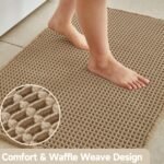 Waffle Bath Mat, Boho Bathroom Rugs Non Slip Washable Super Absorbent Quick Dry Farmhouse Bathroom Decor, 30"x20" Khaki - Image 3
