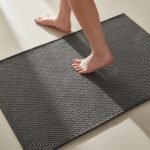 Bathroom Rugs Non Slip Washable, Super Absorbent Thin Bath Mat Small Quick Dry Low Pile Bathroom Rug, Dark Grey 16"x24"