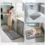 Yimobra Memory Foam Bath Mat Set 3 Pieces- Super Soft Absorbent Quick Dry Bathroom Rug Sets, Machine Washable Non Slip Floor Carpet for Tub Shower, Vanity & Toilet Base, Gray - Image 6