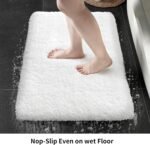 White Bathroom Rug 17x24 - Non-Slip Plush Small Bath Mat, Highly Absorbent & Ultra Soft Fluffy Floor Mat, Machine Washable for Shower and Tub - Image 4