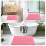 Bathroom Rugs Non Slip 24"x16", Absorbent Bath Mats Quick Dry, Shaggy Microfiber Bath Rugs, Extra Soft Plush, Machine Washable Bath Mats for Bathroom Floor, Tub and Shower, Pink - Image 9