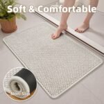 PADOOR-Bath Mat-Super Absorbent Chenille Bathroom Mats-Rubber Backed Bath Mats for Bathroom Non Slip, Easy Clean Bathroom Rugs Front of Bathtub,Shower Room,Sink-17×28, Beige&Cream - Image 6
