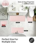 ILANGO Pink Bathroom Rugs 24" × 17" Non Slip & Super Absorbent Extra Thick Soft, Washable Bath Mat for Floor, Non Shedding Microfiber Plush Holiday Bath Rug with Rubber for Shower Sink - Image 2