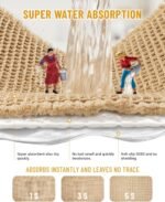 Large Waffle Bath Mat Set, Non Slip Bath Rug Set, Ultra Absorbent Bath Mats for Bathroom Decor, Extra Soft Floor Kitchen Rugs Sets 2 Piece, Washable Bath Runner Rug, Brown, 20"×47" & 16"×24" - Image 3