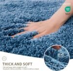 Bathroom Rugs Non Slip Washable, Ultra Thick Soft Microfiber Absorbent Bath Mats, High Density Foam Latex Non Slip Backing Bath Rugs, Fluffy Floor Carpet for Tub&Shower 24x17, Blue - Image 3