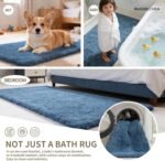 Bathroom Rugs Non Slip Washable, Ultra Thick Soft Microfiber Absorbent Bath Mats, High Density Foam Latex Non Slip Backing Bath Rugs, Fluffy Floor Carpet for Tub&Shower 24x17, Blue - Image 6