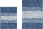 Vaukki Luxury Soft Bathroom Rugs Set of 2, Non Slip Washable Plush Bath Floor Mats, Microfiber Shaggy Absorbent Striped Bath Carpet for Tub, Bathroom and Shower (18''x26''+20''x32'', Blue) - Image 9