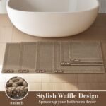RESARE Waffle Bathroom Runner Rugs, Super Absorbent Bath Mat Non Slip Washable Quick Dry, Upgraded Ultra Soft Boho Bath Rugs with Tassels for Hallway Bedroom Laundry Room, 2'x6'(24"x72"), Brown - Image 5
