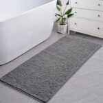 LOCHAS Luxury Bathroom Rug Shaggy Bath Mat 24 x 60 Inch, Washable Non Slip Bath Rugs for Bathroom Shower, Soft Plush Chenille Absorbent Carpets Mats, Gray - Image 6