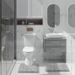 Yimobra Bathroom Rugs Non Slip Washable, Ultra Soft and Water Absorbent Bath Mats, Plush Fluffy Shower Mat Outside, Microfiber Thick Matts for Bathroom Floor/Sink, 24x17, Light Gray and White - Image 5