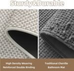 PADOOR-Bath Mat-Super Absorbent Chenille Bathroom Mats-Rubber Backed Bath Mats for Bathroom Non Slip, Easy Clean Bathroom Rugs Front of Bathtub,Shower Room,Sink-17×28, Beige&Cream - Image 5