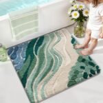 LUMI Beach Bathroom Rug Square, Non Slip Bath Mat Quick Dry, Ultra Soft Washable Absorbent, Ocean Sea Theme Bath Rug for Shower Floor, Home Decor, Kids Room, Bathtub, 32"x32" - Image 6