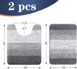 OLANLY Bathroom Rug Set 2 Piece, Soft Absorbent Microfiber Bath Mats and U-Shaped Contour Toilet Rug, Non-Slip, Machine Wash Dry, Plush Shaggy Bath Mats for Bathroom (24"x16"+24"x20", Grey) - Image 2
