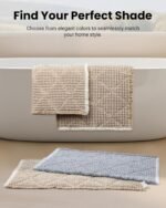 Waffle Bath Mat Set, Non Slip Bathroom Rugs Sets 2 Piece, Ultra Absorbent Long Bath Rug Runner for Bathroom Boho Chic Decor, Machine Washable Floor Mats, Brown & White, 20"×47" Plus 18"×30" - Image 7