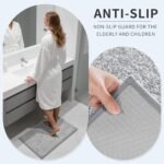 Yimobra Bathroom Rugs Non Slip Washable Ultra Soft Absorbent Microfiber Bath Mat, Dual-Tone Decor Rug with Rubber Backing for Bathroom Floor, Tub and Shower,24x17,Home Essentials,Grey and White - Image 6