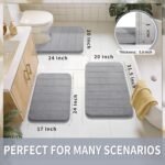 Yimobra Memory Foam Bath Mat, Super Soft Absorbent Bathroom Rug Non Slip, Quick Dry, Machine Washable Floor Carpet for Tub Shower, Home Decor Accessories, 24x17, Grey - Image 2