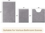 HOMEIDEAS 3 Pieces Bathroom Rugs, Soft Thick Absorbent Chenille Bath Mats, Washable Non-Slip Floor Rugs for Shower & Bath, Grey - Image 3