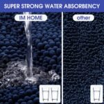 ACCUMTEK Striped Navy Blue Bathroom Rug Set 3 Pieces Ultra Soft, Non Slip Chenille Toilet Mat, Absorbent Plush Shaggy Bath Mats for Bathroom, Bedroom, Kitchen - Image 4