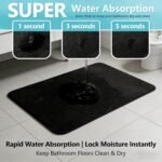 Black Bathroom Rug Set Memory Foam Bath Mats 3 Piece with Toilet Mats, Soft & Supportive, Shock Absorbing, Water Absorbent, Non-Slip Bath Rugs, Machine Washable, Area Rug, Home Decor Accessories - Image 7
