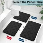 OLANLY Memory Foam Bath Mat Rug 24x16, Ultra Soft and Absorbent Bathroom Rugs, Non-Slip, Comfortable, Machine Washable Bath Carpet for Bathroom Floor, Tub, Shower and Home Decor Accessories, Black - Image 2