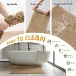 MIULEE Set of 2 Waffle Bathroom Rugs, Boho Bath Rugs Non Slip Washable, Super Absorbent Bath Mats, Ultra Soft Rubber Backed Shower Mats for Bathroom Floor, Tub and Shower, Brown, 18x30 Inch - Image 6
