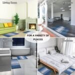 Vaukki Luxury Soft Bathroom Rugs Set of 2, Non Slip Washable Plush Bath Floor Mats, Microfiber Shaggy Absorbent Striped Bath Carpet for Tub, Bathroom and Shower (18''x26''+20''x32'', Blue) - Image 3