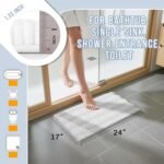 Yimobra Bathroom Rug Mat, Non Slip and Super Absorbent Bath Mat, Machine Washable Quick Dry, Ultra Plush Chenille Shower Rugs for Bathroom Floor Sink Tub and Shower Outside, White, 24 x 17 - Image 2