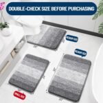 OLANLY Bathroom Rugs Sets 3 Piece, Soft Absorbent Microfiber Bath Mats and U-Shaped Contour Toilet Rug, Machine Wash Dry, Plush Shaggy Bath Mat Set for Bathroom (30"x20"+24"x16"+24"x20", Grey) - Image 3