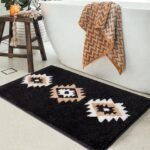 DEXDE Black Bathroom Rugs Mat 20x32, Aztec Boho Bath Rugs Long Western Plush Non Slip Machine Washable Bath Mats Large Luxury Soft Absorbent Modern Carpet for Floor, Tub, Shower, Kitchen, Entryway - Image 3