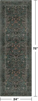Non Slip 2x6 Kitchen Runner Rug Washable, Rubber Backed Hallway Runner Rugs, Boho Vintage Floral Botanical Dark Green Non Skid Carpet for Entryway, Bathroom, Hall Way Mats for Floor - Image 2