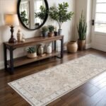 2x6 Hallway Washable Runner Rug : Vintage Soft Kitchen Laundry Runner with Non Slip Backing Farmhouse Entryway Living Room Floor Mat Stain Resistant Carpet for Bedroom Bathroom Distressed Beside Rug - Image 2