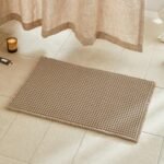 Waffle Bath Mat, Boho Bathroom Rugs Non Slip Washable Super Absorbent Quick Dry Farmhouse Bathroom Decor, 30"x20" Khaki