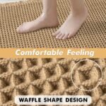 MIULEE Set of 2 Waffle Bathroom Rugs, Boho Bath Rugs Non Slip Washable, Super Absorbent Bath Mats, Ultra Soft Rubber Backed Shower Mats for Bathroom Floor, Tub and Shower, Brown, 18x30 Inch - Image 5