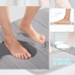 Yimobra Memory Foam Bath Mat Set 3 Pieces- Super Soft Absorbent Quick Dry Bathroom Rug Sets, Machine Washable Non Slip Floor Carpet for Tub Shower, Vanity & Toilet Base, Gray - Image 3