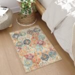 Lahome Moroccan Trellis Washable Rug, 2x3 Kitchen Rugs for Entryway Bathroom, Non-Slip Indoor Door Mat Ultra-Thin, Small Oriental Throw Carpet for Bedroom Entry Elise, Cream/Multi - Image 6