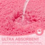 Bathroom Rugs Non Slip 24"x16", Absorbent Bath Mats Quick Dry, Shaggy Microfiber Bath Rugs, Extra Soft Plush, Machine Washable Bath Mats for Bathroom Floor, Tub and Shower, Pink - Image 3