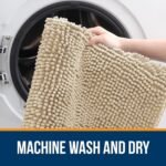 OLANLY Bathroom Rugs 30x20, Extra Soft Absorbent Chenille Bath Rugs, Rubber Backing Quick Dry, Machine Washable Bath Mats for Bathroom Floor, Tub and Shower, Home Decor Accessories, Beige - Image 5