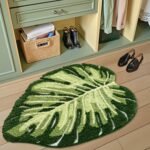 LUMI Cute Bathroom Rugs with Green Leaf Plant, Soft, Fluffy, Plush, Absorbent, Quick Dry, Non Slip, Machine Washable for Shower Floor, Bathroom, Bedroom,Kids Room, 23.5"x31.5", Monstera - Image 3