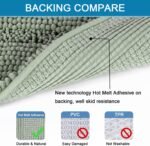 H.VERSAILTEX Sage Bathroom Rugs, Bath Mat Set of 2 Extra Thick Chenille Striped Pattern Shaggy Bath Rugs for Bath Room, Non Skid Bath Mats for Bathroom Floor (32 x 20 Plus 24 x 17 - Inches) - Image 4