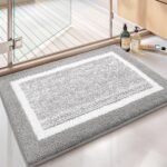 Color&Geometry Simple and Stylish Large Bath Mats for Bathroom Non Slip, 24"x36" Gray Bathroom Rugs, Absorbent, Soft, Washable, Microfiber Bath Rug Shower Mat