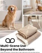 Waffle Bath Mat Set, Non Slip Bathroom Rugs Sets 2 Piece, Ultra Absorbent Long Bath Rug Runner for Bathroom Boho Chic Decor, Machine Washable Floor Mats, Brown & White, 20"×47" Plus 18"×30" - Image 2