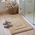 DEXI Bathroom Rug 43x24, Non Slip Washable Bath Mat for Shower Floor, Extra Large Absorbent Soft Bathmat with Rubber Backing, Quick Dry Microfiber Carpet, Beige - Image 4