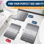 OLANLY Bathroom Rug Set 2 Piece, Soft Absorbent Microfiber Bath Mats and U-Shaped Contour Toilet Rug, Non-Slip, Machine Wash Dry, Plush Shaggy Bath Mats for Bathroom (24"x16"+24"x20", Grey) - Image 3