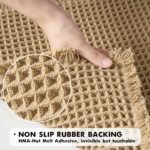 MIULEE Set of 2 Waffle Bathroom Rugs, Boho Bath Rugs Non Slip Washable, Super Absorbent Bath Mats, Ultra Soft Rubber Backed Shower Mats for Bathroom Floor, Tub and Shower, Brown, 18x30 Inch - Image 4