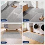 YIHOUSE Gray Bathroom Rugs Sets 3 Piece, Quick Dry Thin Bath Mat with Toilet Rug, Non Slip Absorbent Machine Washable, Bath Runner Rugs for Bathtub Sink Home Decor - Image 7