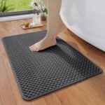 Bathroom Rugs Non Slip, Super Absorbent Quick Dry Bath Mats for Bathroom, Foam Weave Texture Thin Bath Rugs Washable with Rubber Backing Fit Under Door Outside Shower,16" x 24“