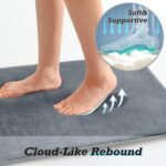 HUXMEYSON Bathroom Rugs Sets 3 Piece, Non-Slip & Quick Dry Bath Mat Set, Ultra Soft Velvet Bath Rugs for Bathroom, Toilet and Shower Floor, Grey - Image 7